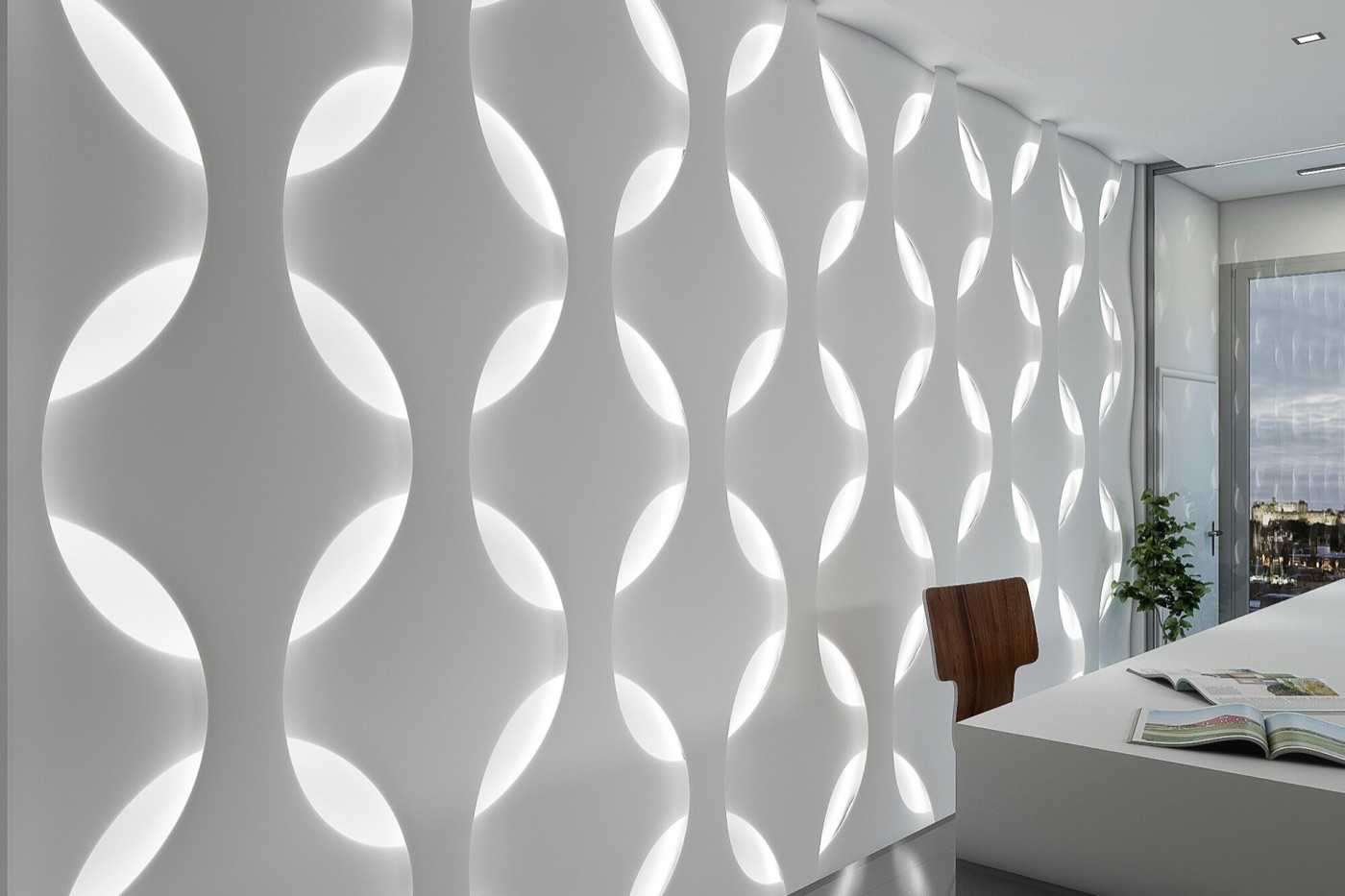 Illuminierende Wandpanele im Innenausbau